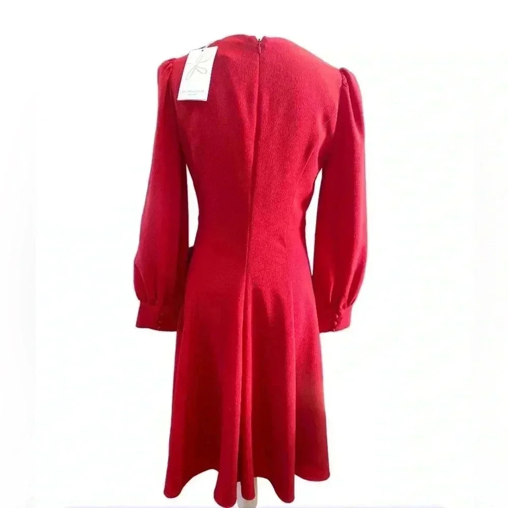 NWT Gal Meets Glam V- Neck Blouson Sleeve Fit and Flare Dress women’s Size 4 - Picture 3 of 10